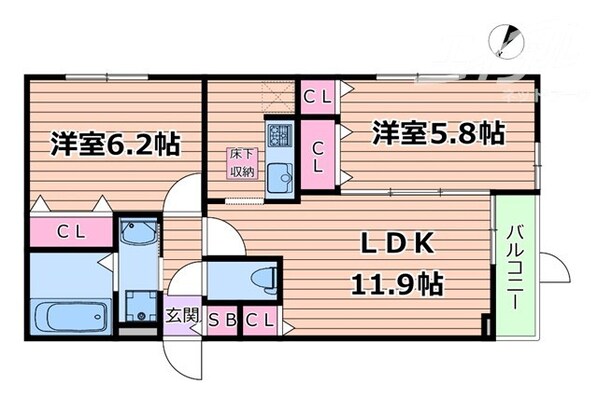 西豊川町アパート-2の物件間取画像